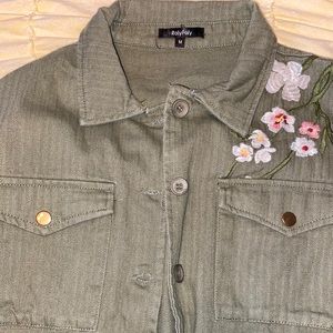 Roly Poly Green Utility Jacket with Embroidery